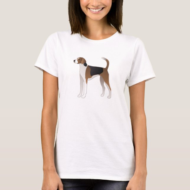 Illustration från American Foxhound Basic Hund ave T-shirt (Framsida)