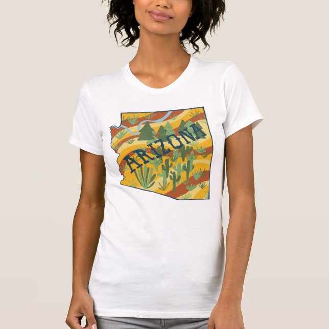 Illustration från Arizona-staten Karta T Shirt (Framsida)