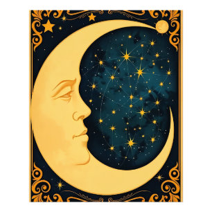 Illustration från art nouveau Måne Fototryck