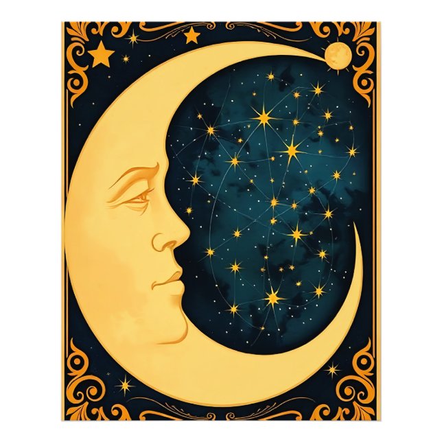 Illustration från art nouveau Måne Fototryck (Framsidan)