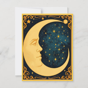 Illustration från art nouveau Måne Vykort