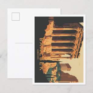 Illustration från Baalbek Libanon Vintage resor Vykort