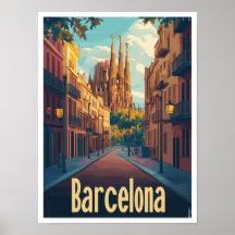 Illustration från Barcelona Spain Art Vintage reso