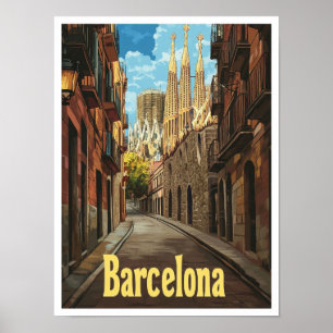 Illustration från Barcelona Spain Art Vintage reso Poster