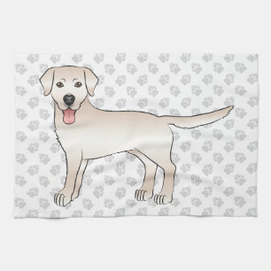 Illustration från Cream Labrador Retriever Tecknad Kökshandduk