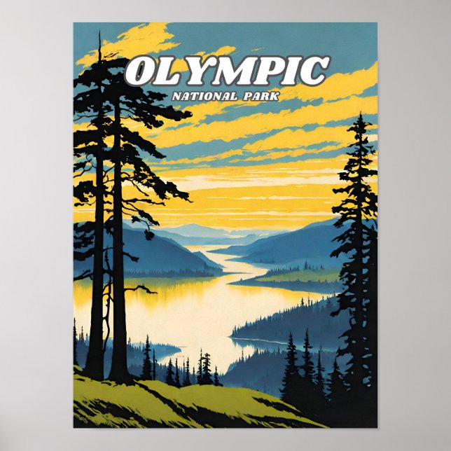 Illustration från den olympiska nationalparken poster (Framsidan)