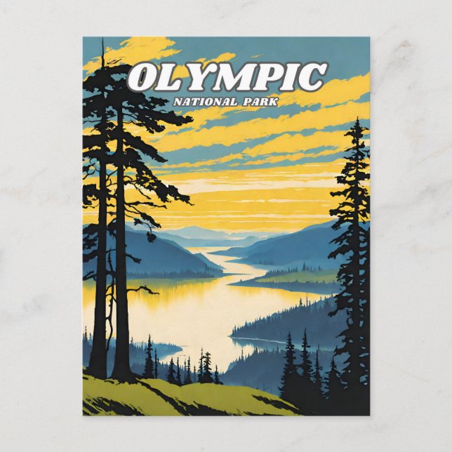 Illustration från den olympiska nationalparken vykort (Framsida)