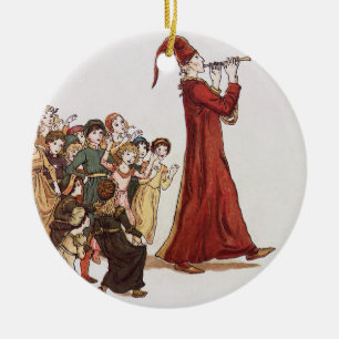 Illustration från den Pied pipblåsaren av den Julgransprydnad Keramik