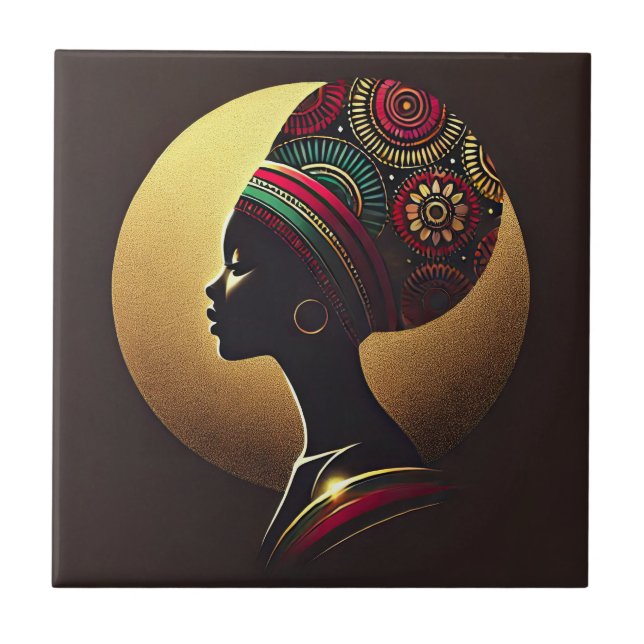 Illustration från elegant African Woman Porträtt Kakelplatta (Framsidan)