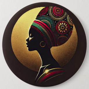 Illustration från elegant African Woman Porträtt Knapp