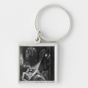 Illustration från 'Frankenstein Fyrkantig Silverfärgad Nyckelring