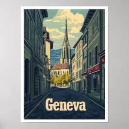 Illustration från Genève Schweiz Art Vintage resor Poster