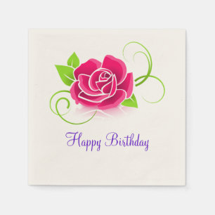 Illustration från grattis på födelsedagen Rosa ros Pappersservett