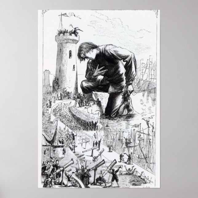 Illustration från "Gullivers's Travels" Poster (Framsidan)