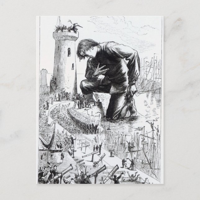 Illustration från "Gullivers's Travels" Vykort (Framsida)