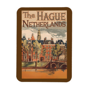 Illustration från Haag Netherlands Travel Art Magnet