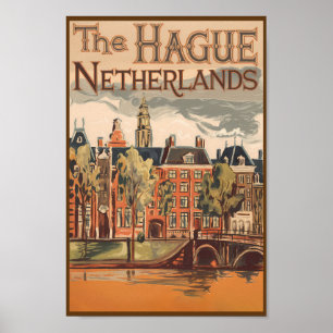 Illustration från Haag Netherlands Travel Art Poster