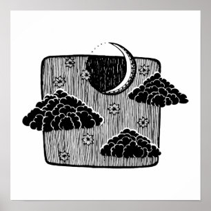 Illustration från Hand plockade vid Himlar vid Nat Poster