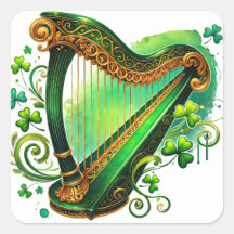 Illustration från Irish Grönt Harp Shamrocks