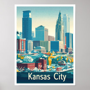 Illustration från Kansas City Vintage resor Poster