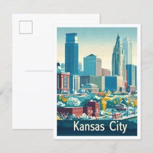 Illustration från Kansas City Vintage resor Vykort