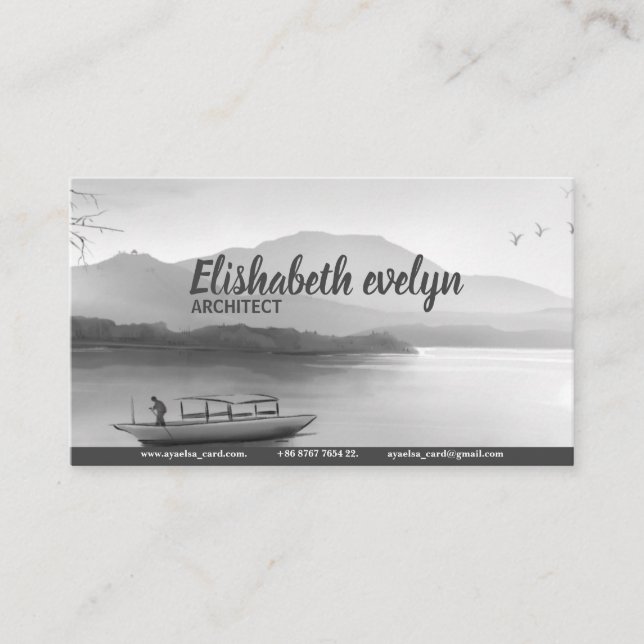 Illustration från kinesiska Stil Retro Ligcape Blä Visitkort (Framsida)