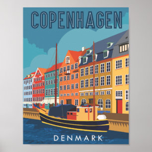 Illustration från Köpenhamn Danmark Travel Ställe Poster
