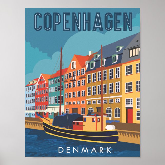 Illustration från Köpenhamn Danmark Travel Ställe Poster (Framsidan)