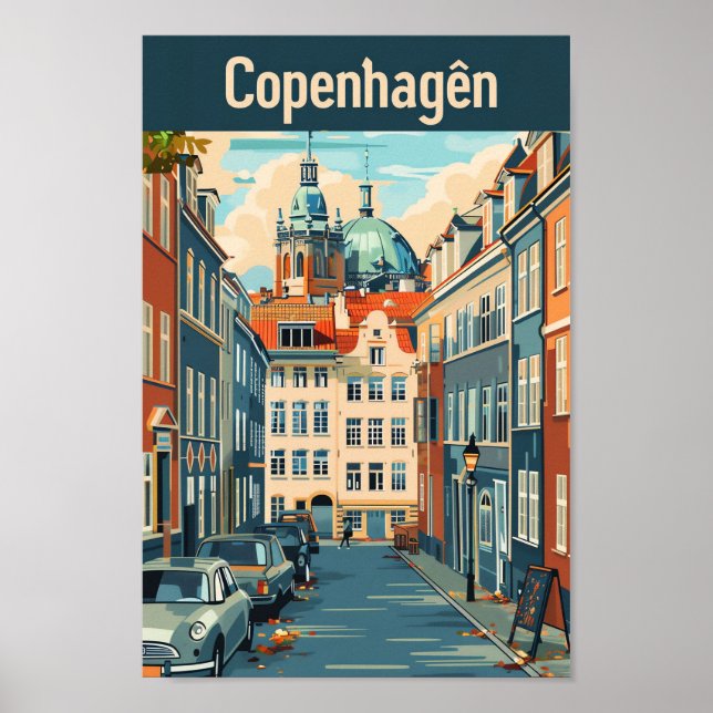 Illustration från Köpenhamn Danmark Vintage resor Poster (Framsidan)