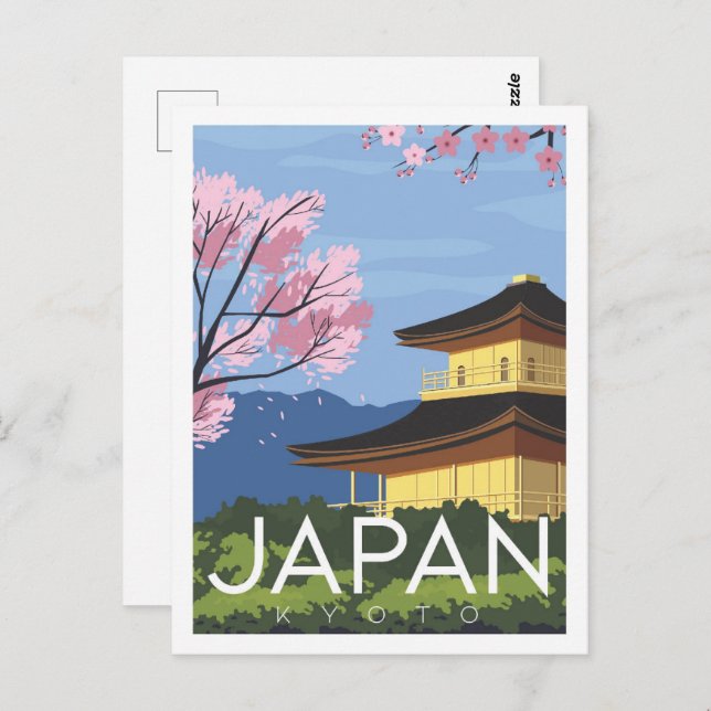 Illustration från Kyoto Japan Berömd Travel Ställe Vykort (Fram/baksida)