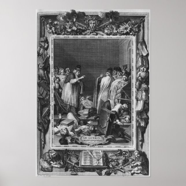 Illustration från Le Lutrin av Nicolas Poster (Framsidan)
