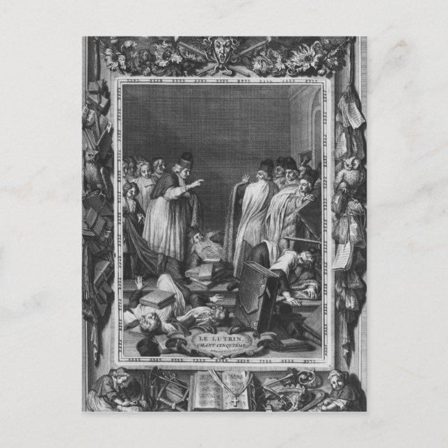 Illustration från Le Lutrin av Nicolas Vykort (Framsida)