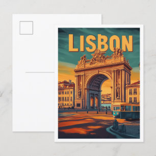 Illustration från Lissabon Portugal Art Vintage re Vykort