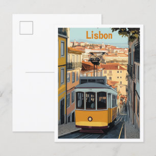 Illustration från Lissabon Portugal Art Vintage re Vykort