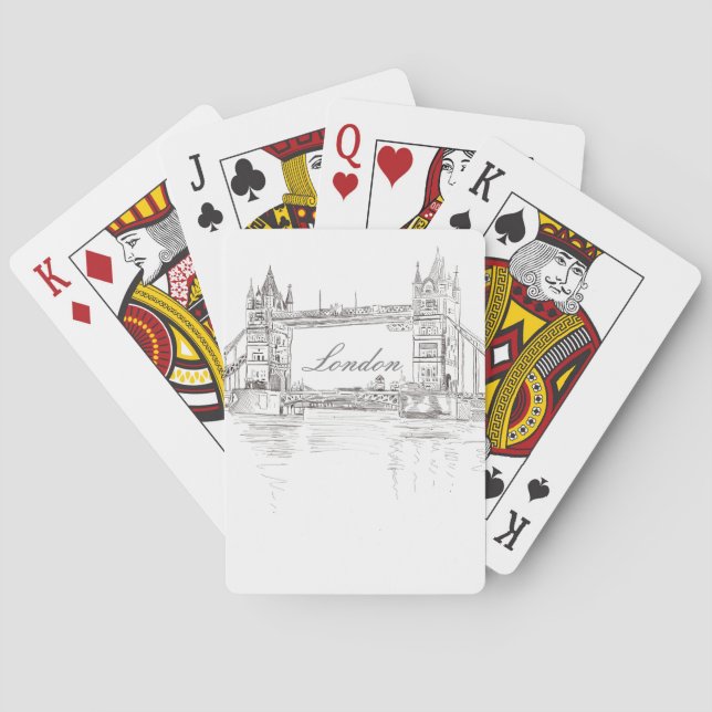 Illustration från London Torn Bridge Black Bläck Casinokort (Baksidan)
