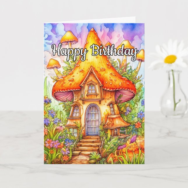 Illustration från Majestic Mushroom House Kort (Liten växt)