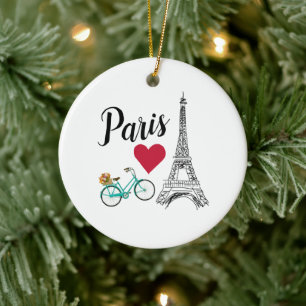 Illustration från Paris Eiffel Torn Kärlek Julgransprydnad Keramik