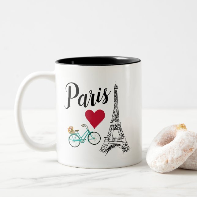 Illustration från Paris Eiffel Torn Kärlek Två-Tonad Mugg (Med munk)