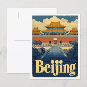 Illustration från Peking China Vintage resor Vykort