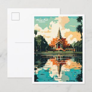 Illustration från Phnom Penh Kambodja Vintage reso Vykort