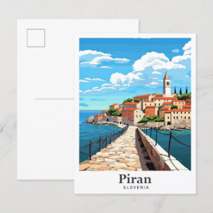 Illustration från Piran Slovenska Art Vintage reso Vykort