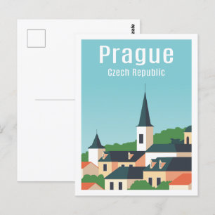 Illustration från Prag Tjeckiska Berömden Travel S Vykort