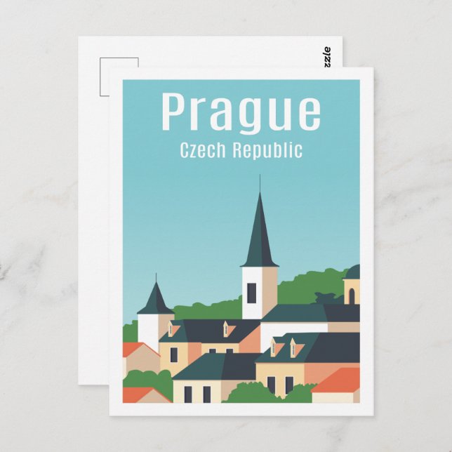 Illustration från Prag Tjeckiska Berömden Travel S Vykort (Fram/baksida)