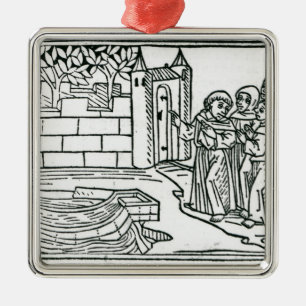 Illustration från 'resan av St. Brendan Julgransprydnad Metall