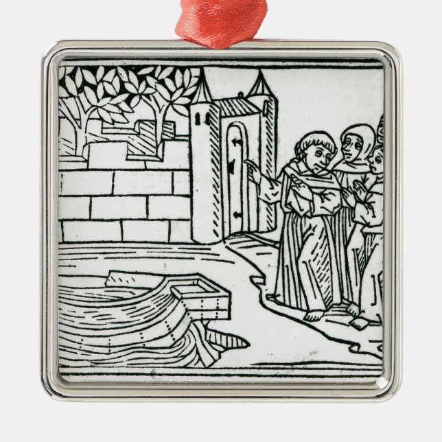 Illustration från 'resan av St. Brendan Julgransprydnad Metall (Framsidan)