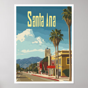 Illustration från Santa Ana California Vintage res Poster