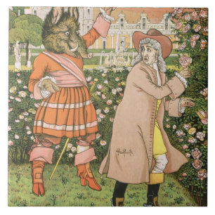 Illustration från skönhet och beasten, 1901 kakelplatta