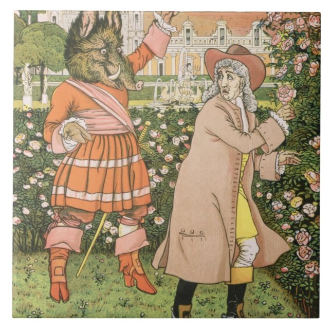 Illustration från skönhet och beasten, 1901 kakelplatta (Framsidan)