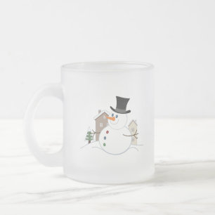 Illustration från Snögubbe vid jul i lycklig Frostad Glasmugg
