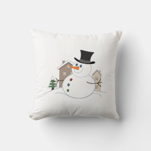 Illustration från Snögubbe vid jul i lycklig Kudde